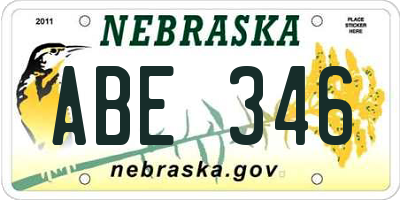 NE license plate ABE346