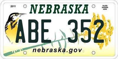 NE license plate ABE352