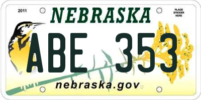 NE license plate ABE353