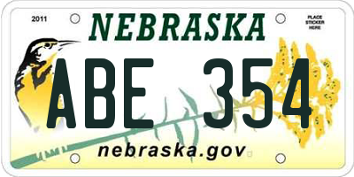 NE license plate ABE354