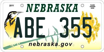 NE license plate ABE355