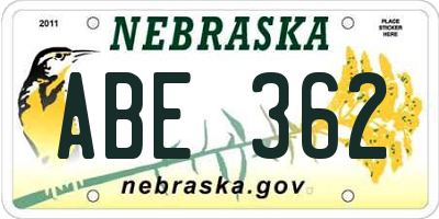 NE license plate ABE362