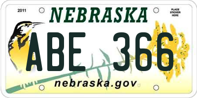 NE license plate ABE366