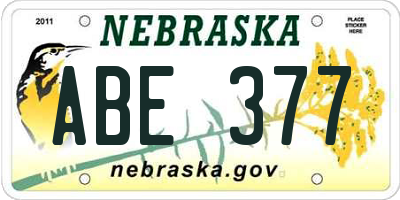 NE license plate ABE377