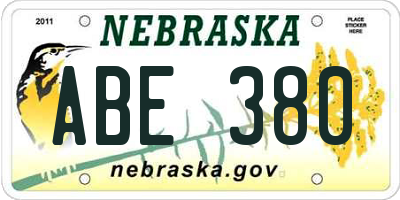 NE license plate ABE380