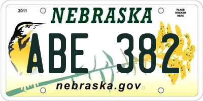 NE license plate ABE382