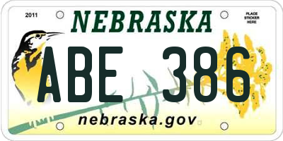 NE license plate ABE386