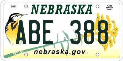 NE license plate ABE388