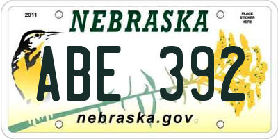 NE license plate ABE392