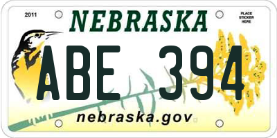 NE license plate ABE394