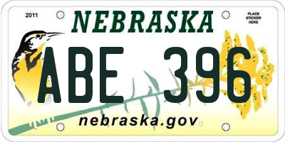 NE license plate ABE396