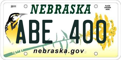 NE license plate ABE400