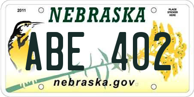 NE license plate ABE402