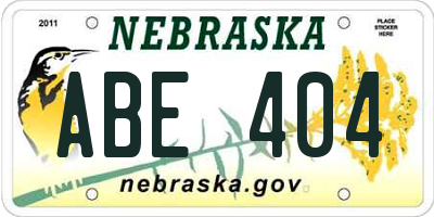 NE license plate ABE404