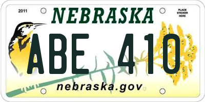 NE license plate ABE410