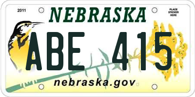 NE license plate ABE415