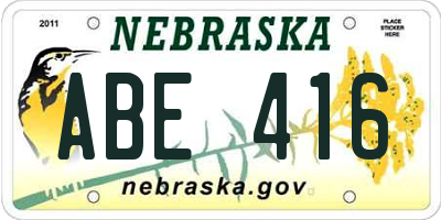 NE license plate ABE416