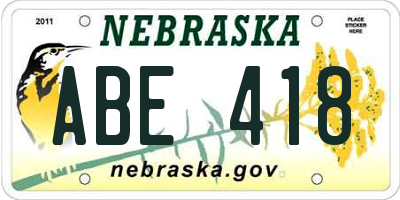 NE license plate ABE418