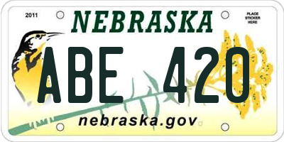 NE license plate ABE420