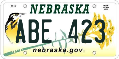 NE license plate ABE423