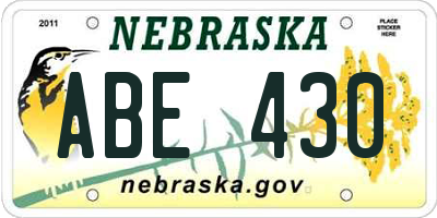 NE license plate ABE430