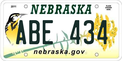 NE license plate ABE434