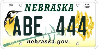 NE license plate ABE444