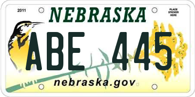 NE license plate ABE445