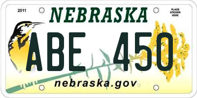 NE license plate ABE450