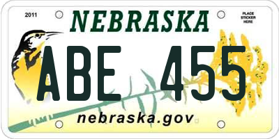 NE license plate ABE455