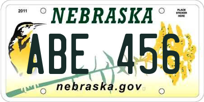 NE license plate ABE456