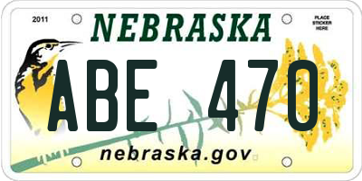 NE license plate ABE470