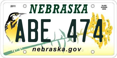 NE license plate ABE474