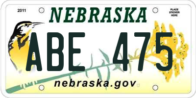 NE license plate ABE475