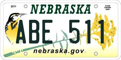 NE license plate ABE511