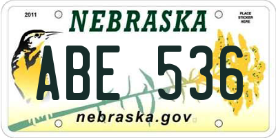 NE license plate ABE536