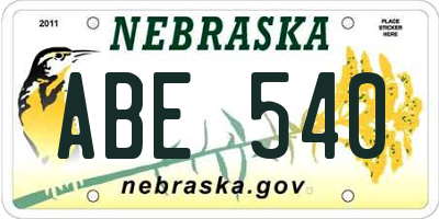 NE license plate ABE540