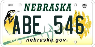 NE license plate ABE546