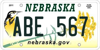 NE license plate ABE567