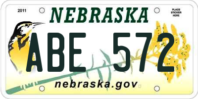 NE license plate ABE572