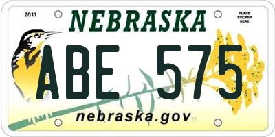 NE license plate ABE575