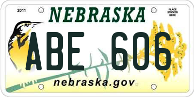 NE license plate ABE606