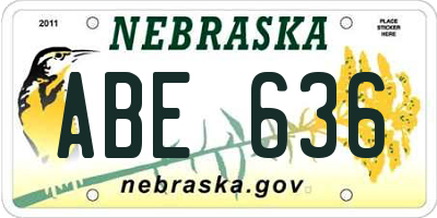 NE license plate ABE636