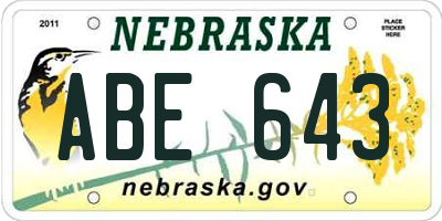 NE license plate ABE643