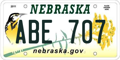 NE license plate ABE707