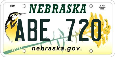 NE license plate ABE720