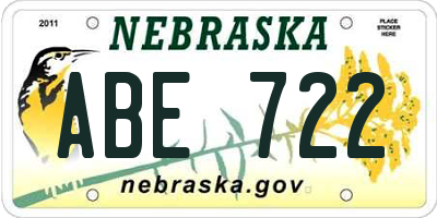NE license plate ABE722