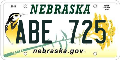 NE license plate ABE725