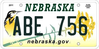 NE license plate ABE756