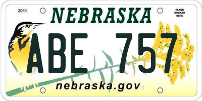NE license plate ABE757